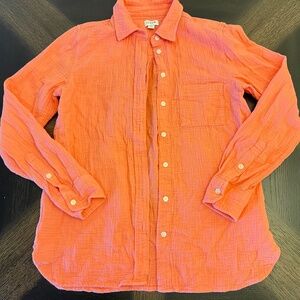 J.Crew XS Orange Button Down Shirt Women's Long Sleeve Casual Top